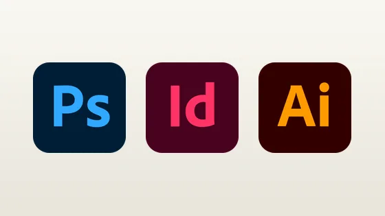 Logos Photoshop, InDesign et Illustrator, logiciels d'infographie